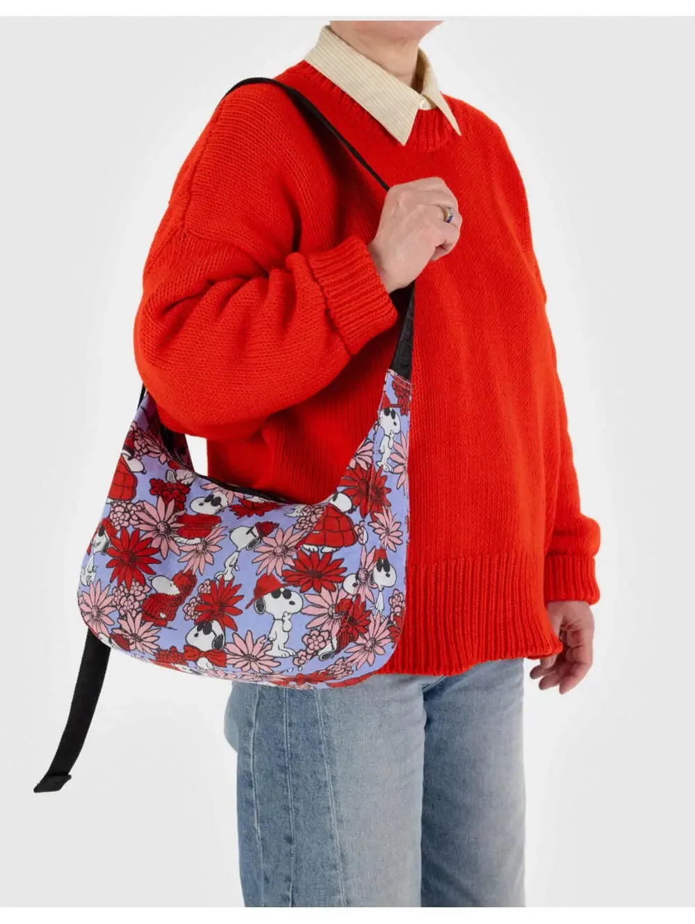 Baggu x Peanuts Snoopy Floral Medium Crescent Bag NWT - Picture 5 of 6